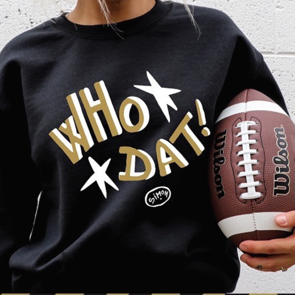 Simon of New Orleans Who Dat Black Sweatshirt